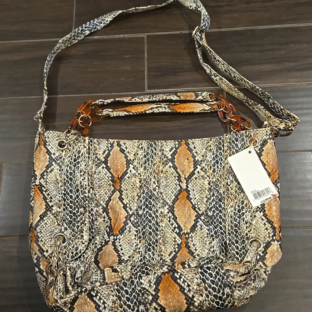 Big Buddha  Multi-Tone Faux Snakeskin Shoulder Bag NWT - Picture 6 of 6